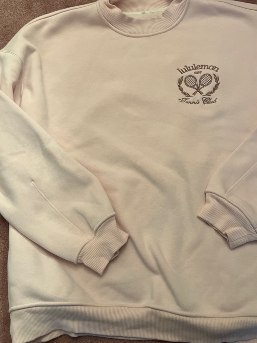lululemon athletica Pale Pink Crewneck Sweatshirt with Tennis Club Logo